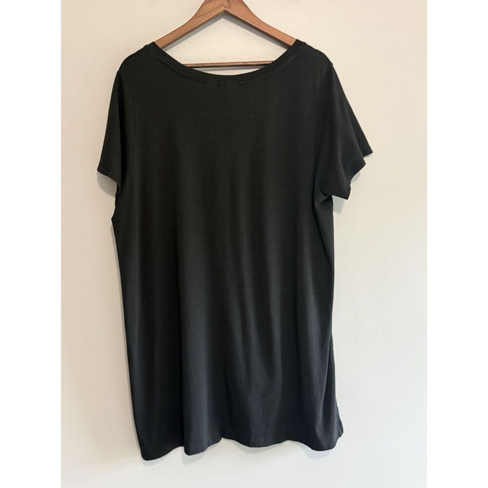 Tahari Black V Neck Knit Top Soft Comfort Classic Short Sleeve Tunic 2X Plus - Picture 5 of 11